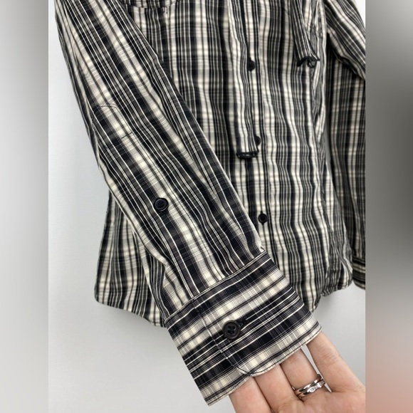 Country Road Women’s Blouse Top Long Sleeve Plaid Gingham Tie Neck Size XS 6 - Picture 4 of 8